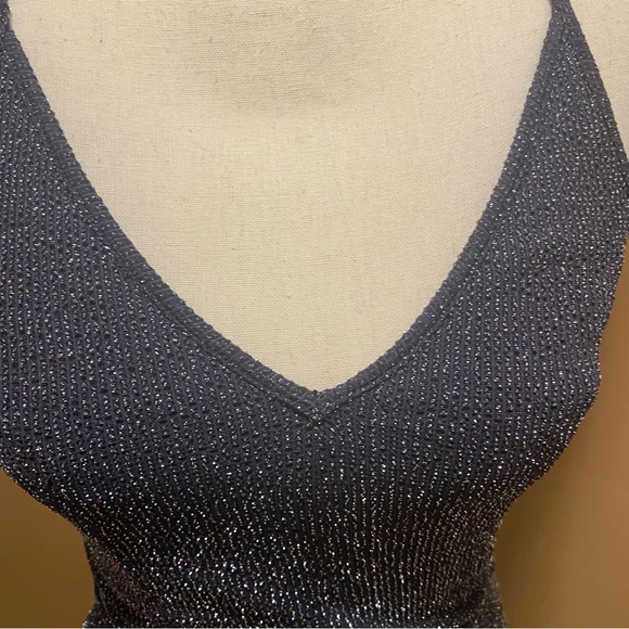 BCBG generation special occasion black shimmer metallic longslit dress sz XS NWT - Picture 6 of 11